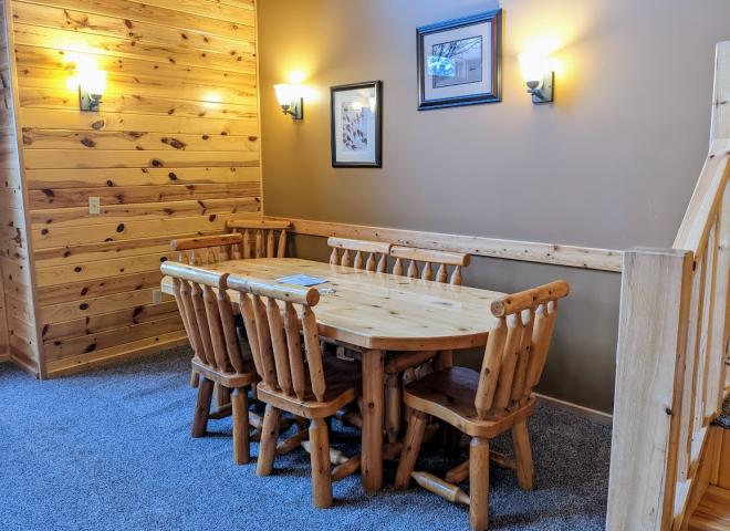 Dining room with seating for six plus.