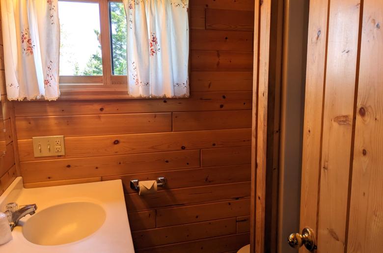 Bathroom with a shower stall.