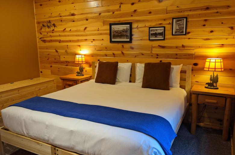 Main floor bedroom with a king bed.