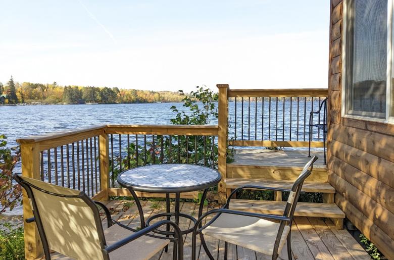 Lakeside deck seating with amazing views.