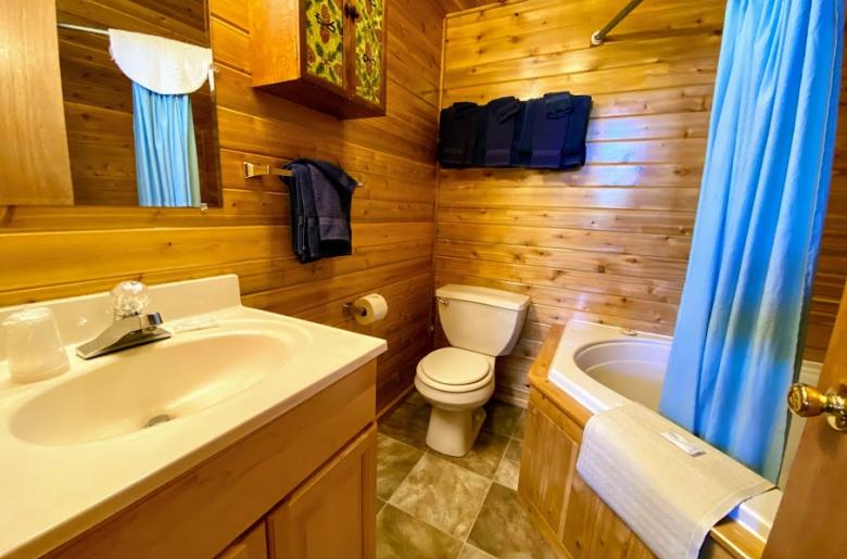 Loft bathroom with an oversized whirlpool tub.