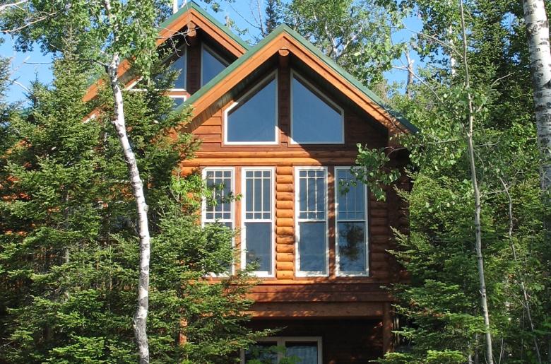 Mackinaw cabin, viewed from lake side.